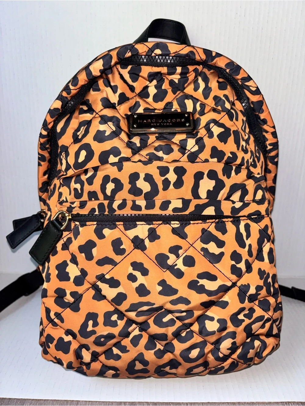 Marc Jacobs Quilted Leopard-Print Mini Backpack in Orange & Black